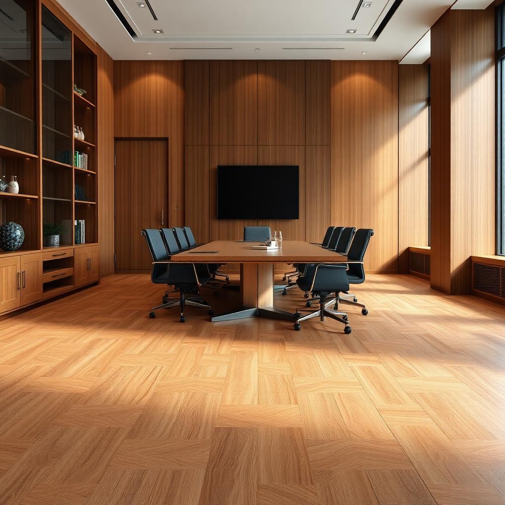 Parquet stratifié en salle de réunion